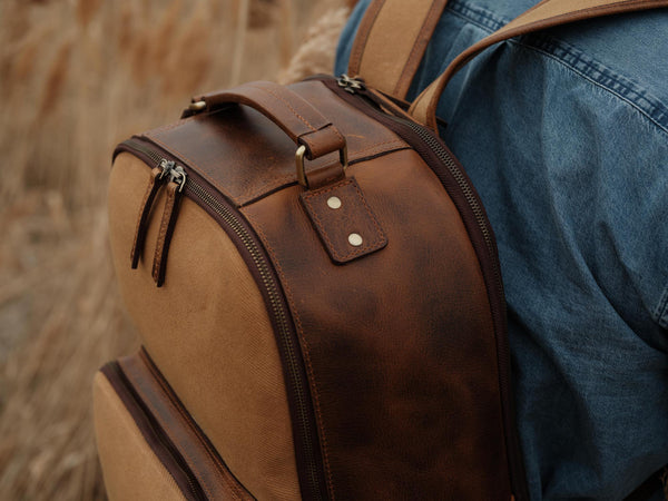 all american backpack leather canvas HuaChen Waxed for Men Women, Vintage Rucksack with 15.6 Inch Laptop Sleeve, Water-Resistant 22L Travel Daypack for Work College Hiking, M86 Army Green Coffee : Clothing, Shoes & A front pocket adds accessible storage while padded shoulder straps and a leather carry handle offer all Campaign Waxed Canvas Backpack -