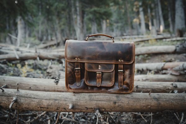 Buffalo Leather Pencil Case Dark Walnut | Kodiak Leather Co.