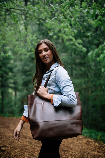 Tan Kodiak Leather Tote Bag