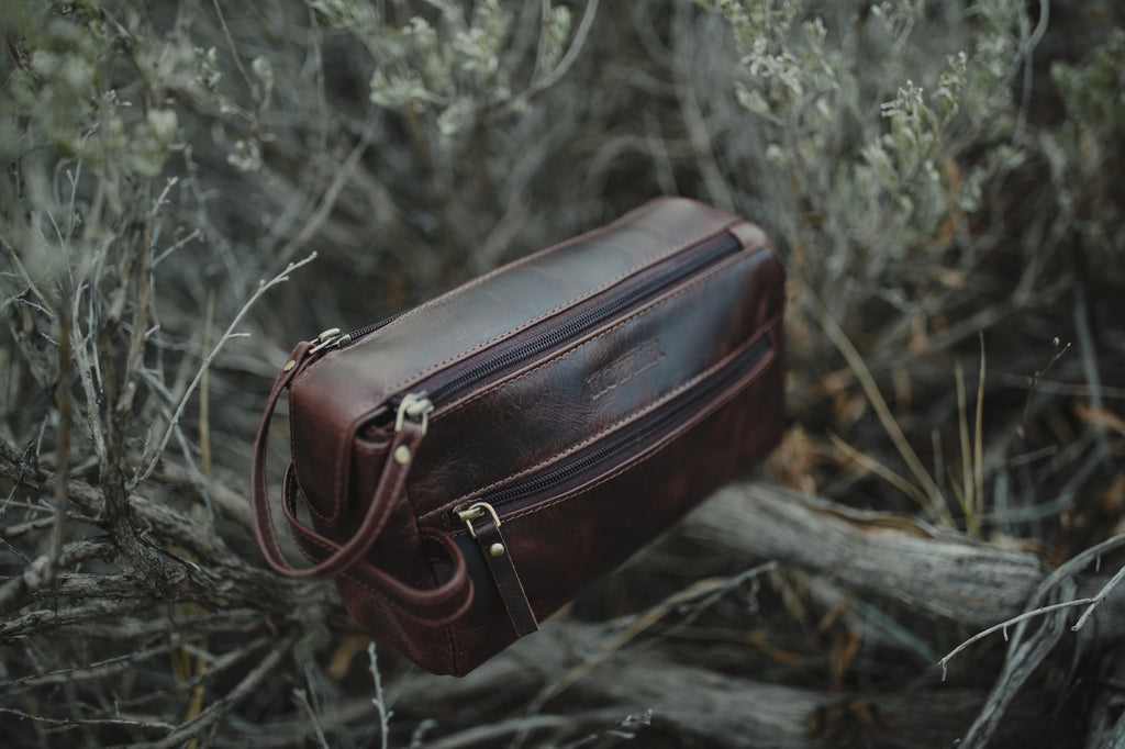 Leather Toiletry Bag Mid Brown