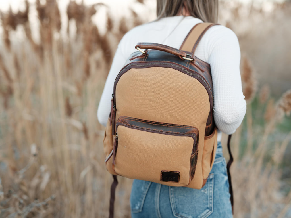 aussie backpack canvas and leather travel pack Day Traveler Canvas Backpack – Kodiak Leather