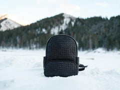 black leather woven backpack Mini Woven Backpack Black