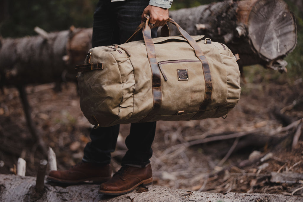 55L Nomad Canvas Duffel Kodiak Leather