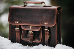 ナチュラルレザー　briefcase Justus Leather Briefcase - Handmade Leather Bags, Backpacks