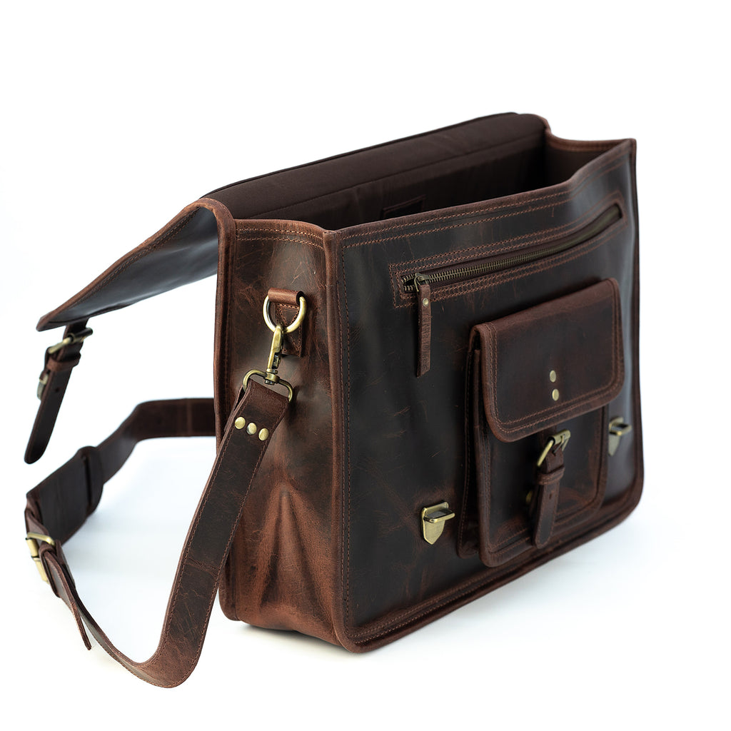 18 inch Buffalo Leather Briefcase – Kodiak Leather Co.