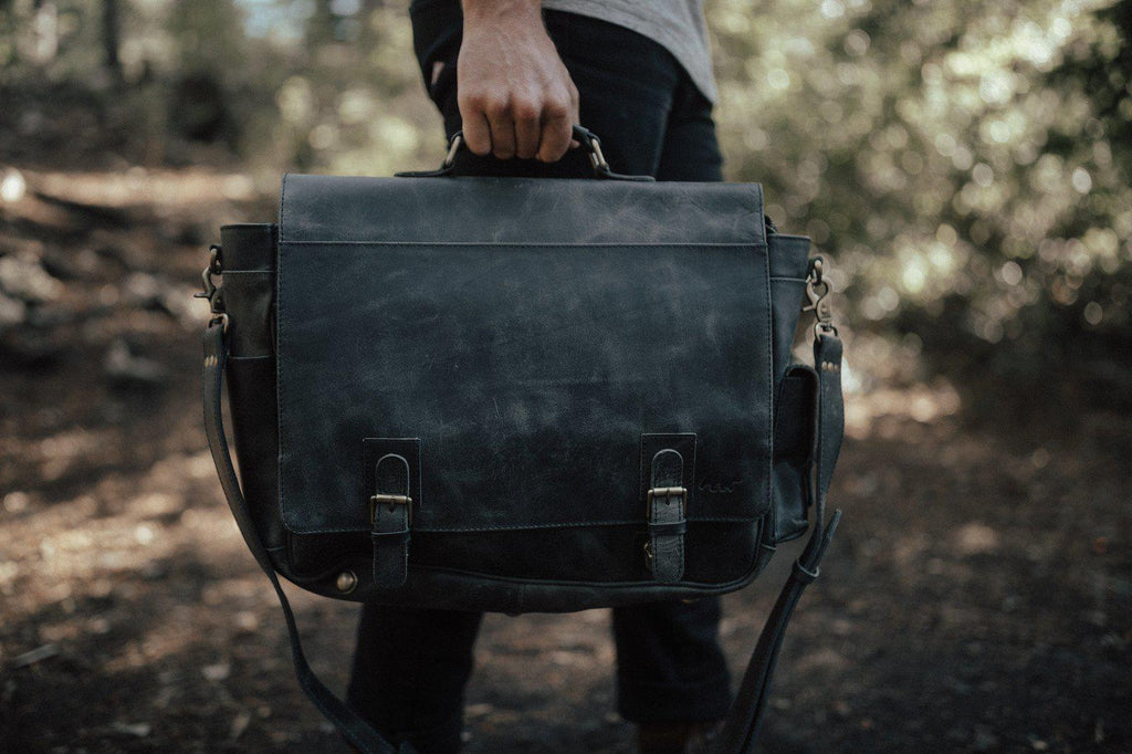 black leather messenger backpack Sitka Leather Messenger