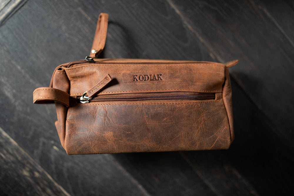 genuine leather toiletry travel bag men Leather Toiletry Bag Mid Brown