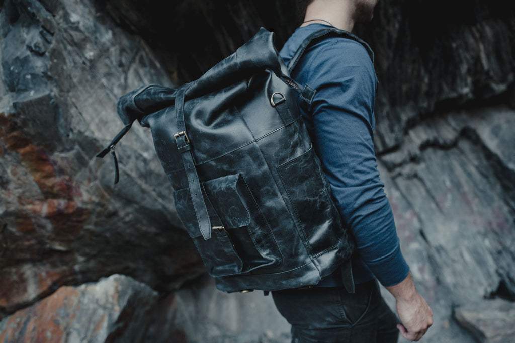 best leather hiking backpacks Kobuk Leather Backpack - Midnight Black